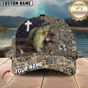 Maxcorners Crappie Fishing Cross Camo Customized Name 3D Cap