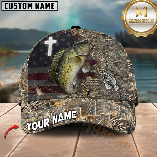 Maxcorners Crappie Fishing Cross Camo Customized Name 3D Cap