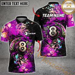Maxcorners Billiard 8-Ball Pool Graffiti Splash Multicolor Options Personalized Name, Team Name 3D Shirt