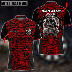 Maxcorners Darts Snake And Skull Mutilcolor Options Personalized Name, Team Name 3D Polo Shirt