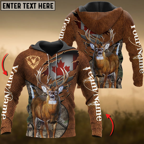 Maxcorners Deer Hunting Canadian Flag Wild Custom Name, Team Name Shirt 3D All Over Printed Clothes