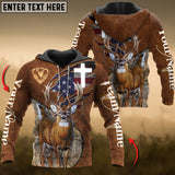 Maxcorners Deer Hunting USA Flag Wild Personalized Name, Team Name 3D Hoodie