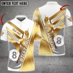 Maxcorners Billiards 8 Ball Premium Multicolor Options Personalized Name, Team Name 3D Polo Shirt