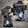 Maxcorners Bowling Jersey With Penguin and Skull Design Multicolor Option Customized Name, Team Name 3D Polo Shirt