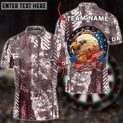 Maxcorners Darts American Patriot Eagle Camo Multicolor Option Customized Name, Team Name 3D Polo Shirt