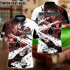 Maxcorners Billiard 8 Ball Inferno Skull Multicolor Options Personalized Name, Team Name 3D Polo Shirt