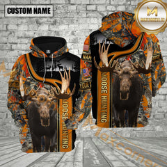 Maxcorners Premium Moose Hunting Camo Pullover 3D Full Print Hoodie Best Gift For Hunter