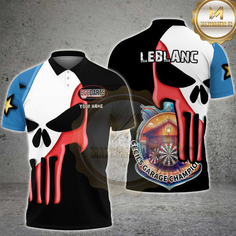 Maxcorners Darts Punished Skull Flame MutilColor Option Customized Name, Team Name 3D Polo Shirt For Denis