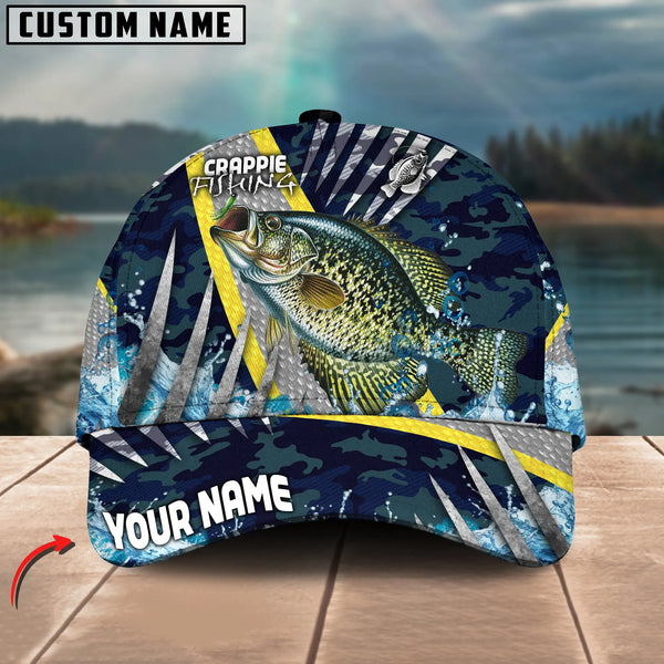 Maxcorners Crappie Fishing Cod Water Blue Customized Name 3D Cap