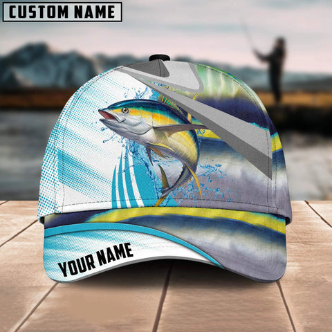 Maxcorners Tuna Fishing Blue Water Fish Skin Customized Name 3D Cap