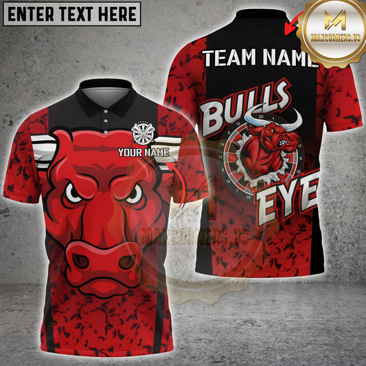 Maxcorners Dart Bullseye Red Bull Design Personalized Name 3D Unisex Shirt