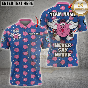 Maxcorners Bowling Flying Pig Believe Never Say Never Design Personalized Name 3D Unisex Shirt