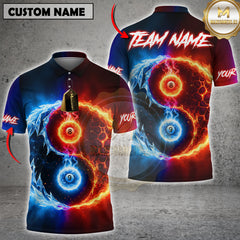Maxcorners Billiard Fire & Ice Ball 8&9 Multicolor Customized Name, Team Name 3D Shirt