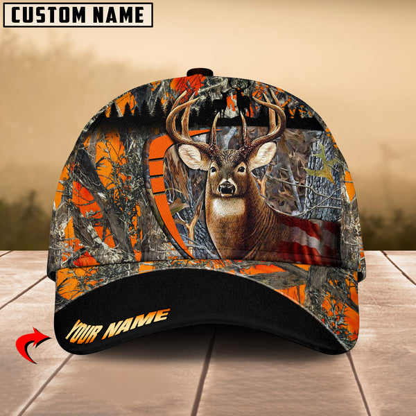 Maxcorners Wilderness Deer Hunting Orange Camo Personalized Name 3D Cap