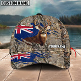 Maxcorners Wilderness Deer Hunting New Zealand Flag Personalized Name 3D Cap