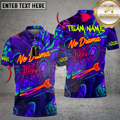 Maxcorners Darts No Drama Just Darts Neon Style Personalized Name 3D Unisex Shirt