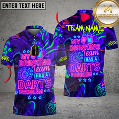 Maxcorners Darts My Drinking Team Has A Darts Problem Neon Style Personalized Name 3D Unisex Shirt