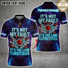 Maxcorners Bowling Neon Blue It’s Not My Fault Lane Conditions Personalized Name 3D Unisex Shirt