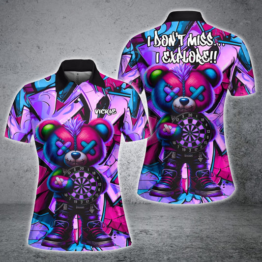 Maxcorners Darts Graffiti Halloween Bear With Dartboard Multicolor Customized Name, Team Name 3D Shirts For Jerry Maly
