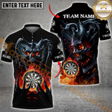 Maxcorners Darts Skull Flame Customized Name, Team Name 3D Shirt