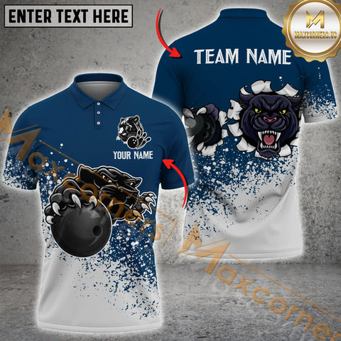 Maxcorners Black Panther Bowling Jersey Multicolor Option Customized Name, Team Name 3D Polo Shirt