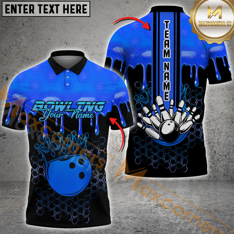 Maxcorners Ball Crown Hexagon Patter Bowling Jersey Multicolor Option Customized Name, Team Name 3D Shirt