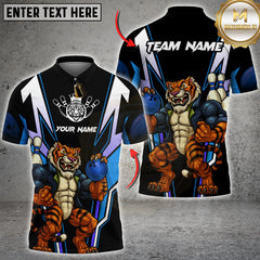 Maxcorners Bowling Tiger Power Multicolor Customized Name, Team Name 3D Shirts
