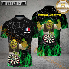 Maxcorners Personalized Darts Snakes Fire Flame Custom Green Darts Shirts, Cool Darts Team Jerseys For Kévin