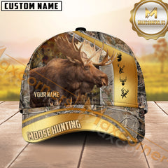 Maxcorners Golden Hunting Brown Camouflage Personalized Name 3D Cap (Multioption)