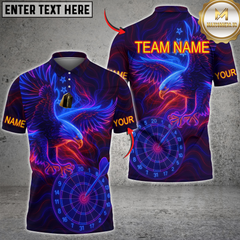 Maxcorners Darts Eagle Neon Glow Multicolor Options Personalized Name, Team Name 3D Shirt