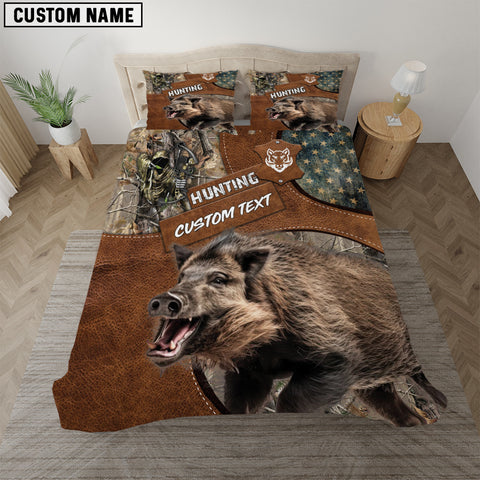 Maxcorners Custom Text Boar Hunting Bedding Set 3D All Over Printed