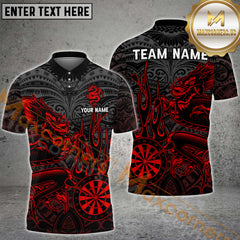 Maxcorners Darts Dragon Flame MutilColor Option Customized Name, Team Name 3D Polo Shirt