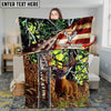 Maxcorners Deer Hunting American Flag Multicolor Personalized Name 3D Blanket