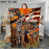 Maxcorners Deer Hunting American Flag Multicolor Personalized Name 3D Blanket