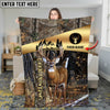 Maxcorners Deer Hunting Golden Pattern Camouflage Multicolor Personalized Name 3D Blanket