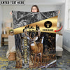 Maxcorners Deer Hunting Golden Pattern Camouflage Multicolor Personalized Name 3D Blanket