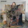 Maxcorners Hunting Deer American Flag Multicolor Personalized Name 3D Blanket