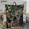 Maxcorners Hunting Deer American Flag Multicolor Personalized Name 3D Blanket