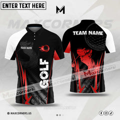 MaxCorners Golf Customized Name Crack Golfer Multicolor Option Custom 3D Polo Shirt
