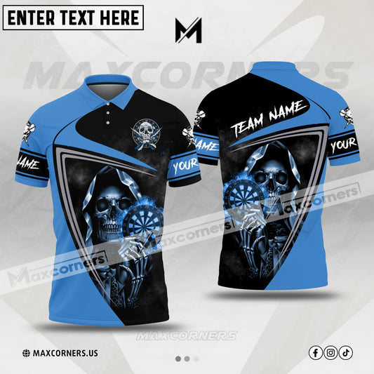 Maxcorners Darts Fire Flame Skull Pro Sport Jersey Multicolor Option Customized Name, Team Name 3D Polo Shirt (4 Colors)