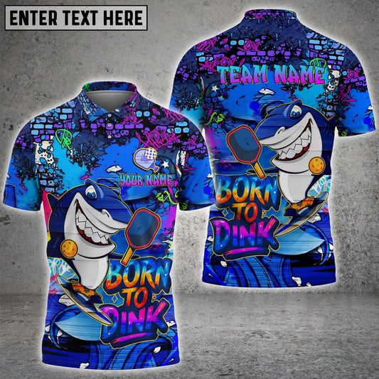 Maxcorners Pickleball Born To Dink Shark Graffiti Personalized Name, Team Name Unisex Shirt