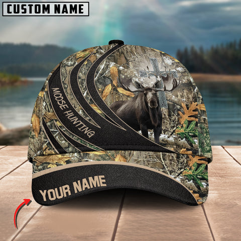 Maxcorners Hunting Moose Camouflage Multicolor Personalized Name 3D Cap