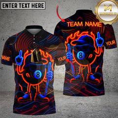 Maxcorners Neon Fire Billiard 8-Ball Pool Multicolor Customized Name, Team Name 3D Shirt