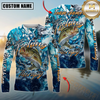 Maxcorners Fishing Therapy Personalized Name, Team Name 3D Long Sleeve Shirt