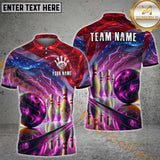 Maxcorners Bowling Galactic Strike US Flag Multicolor Options Personalized Name, Team Name 3D Shirt