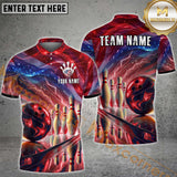 Maxcorners Bowling Galactic Strike US Flag Multicolor Options Personalized Name, Team Name 3D Shirt