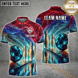 Maxcorners Bowling Galactic Strike US Flag Multicolor Options Personalized Name, Team Name 3D Shirt