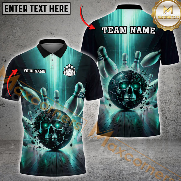 Maxcorners Bowling Futuristic Strike Multicolor Options Personalized Name, Team Name 3D Shirt