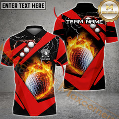 Maxcorners Golf Ball Fire Multicolor Options Personalized Name, Team Name 3D Shirt