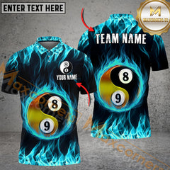 Maxcorners Yin Yang Billiard Fire Multicolor Customized Name, Team Name 3D Shirts